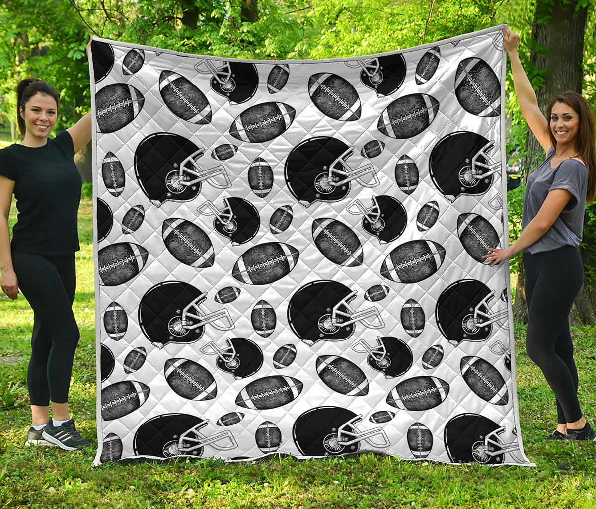 Black And White American Football Print Quilt