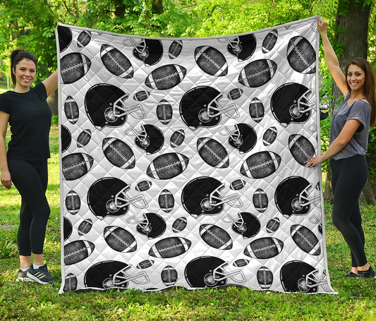 Black And White American Football Print Quilt
