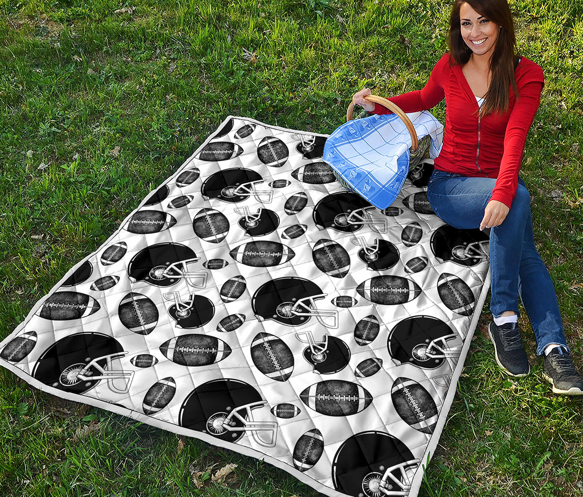 Black And White American Football Print Quilt