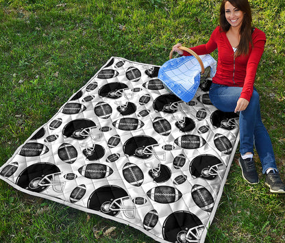 Black And White American Football Print Quilt