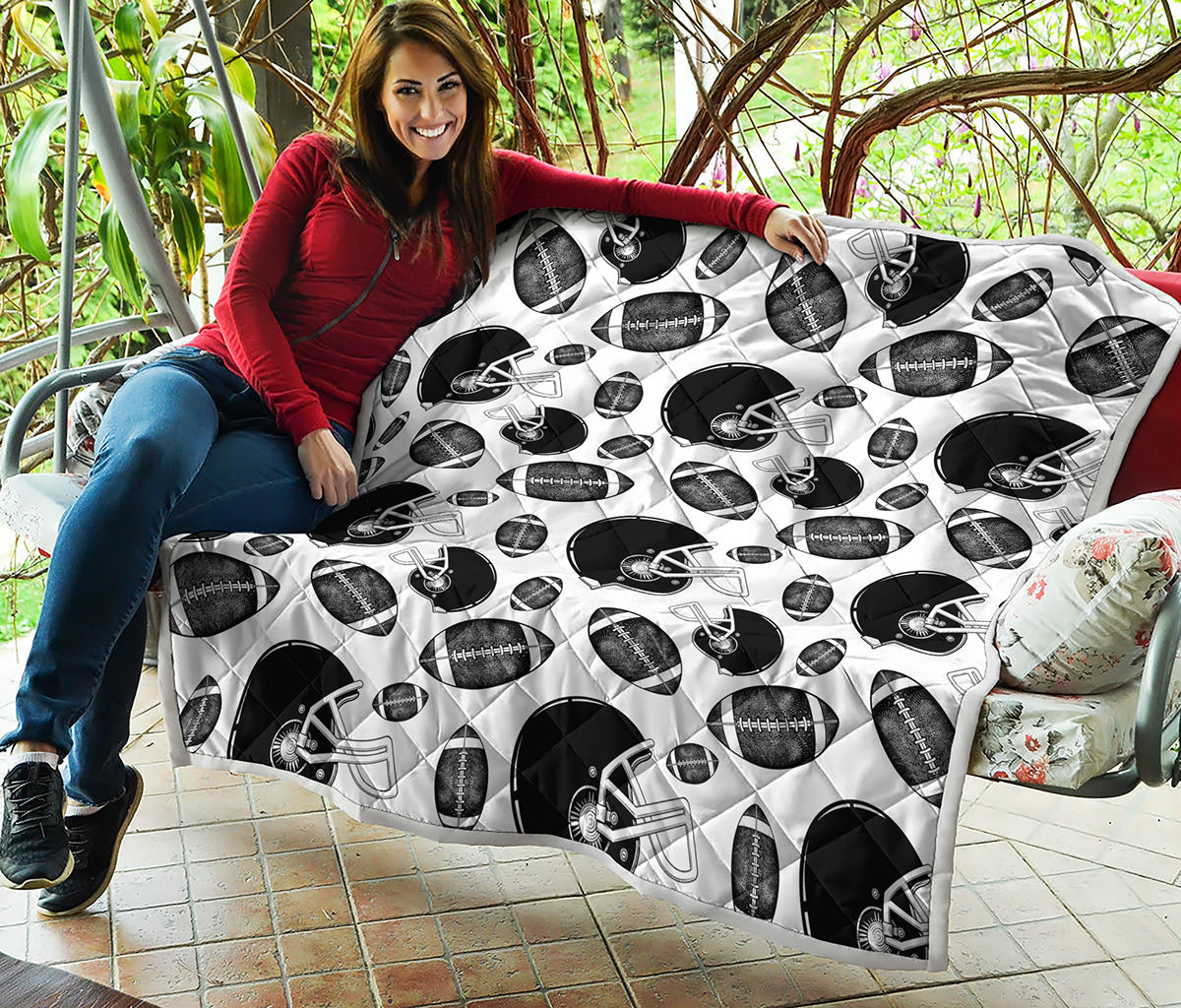 Black And White American Football Print Quilt