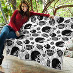 Black And White American Football Print Quilt