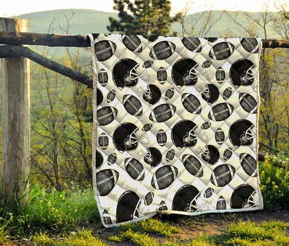 Black And White American Football Print Quilt