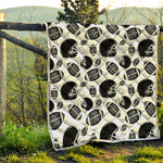 Black And White American Football Print Quilt