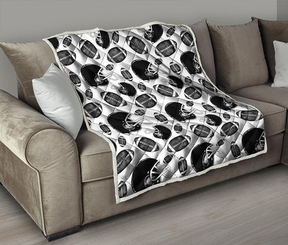 Black And White American Football Print Quilt