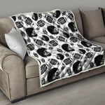 Black And White American Football Print Quilt