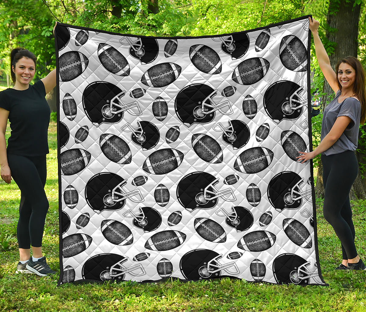 Black And White American Football Print Quilt