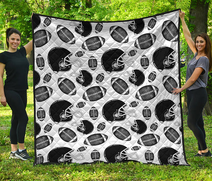 Black And White American Football Print Quilt