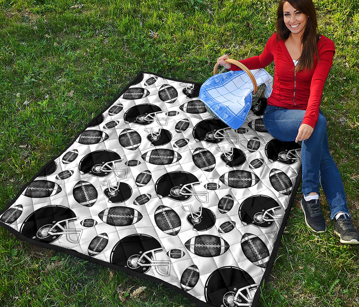 Black And White American Football Print Quilt