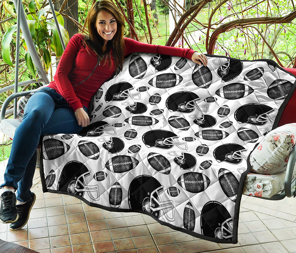 Black And White American Football Print Quilt