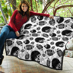 Black And White American Football Print Quilt