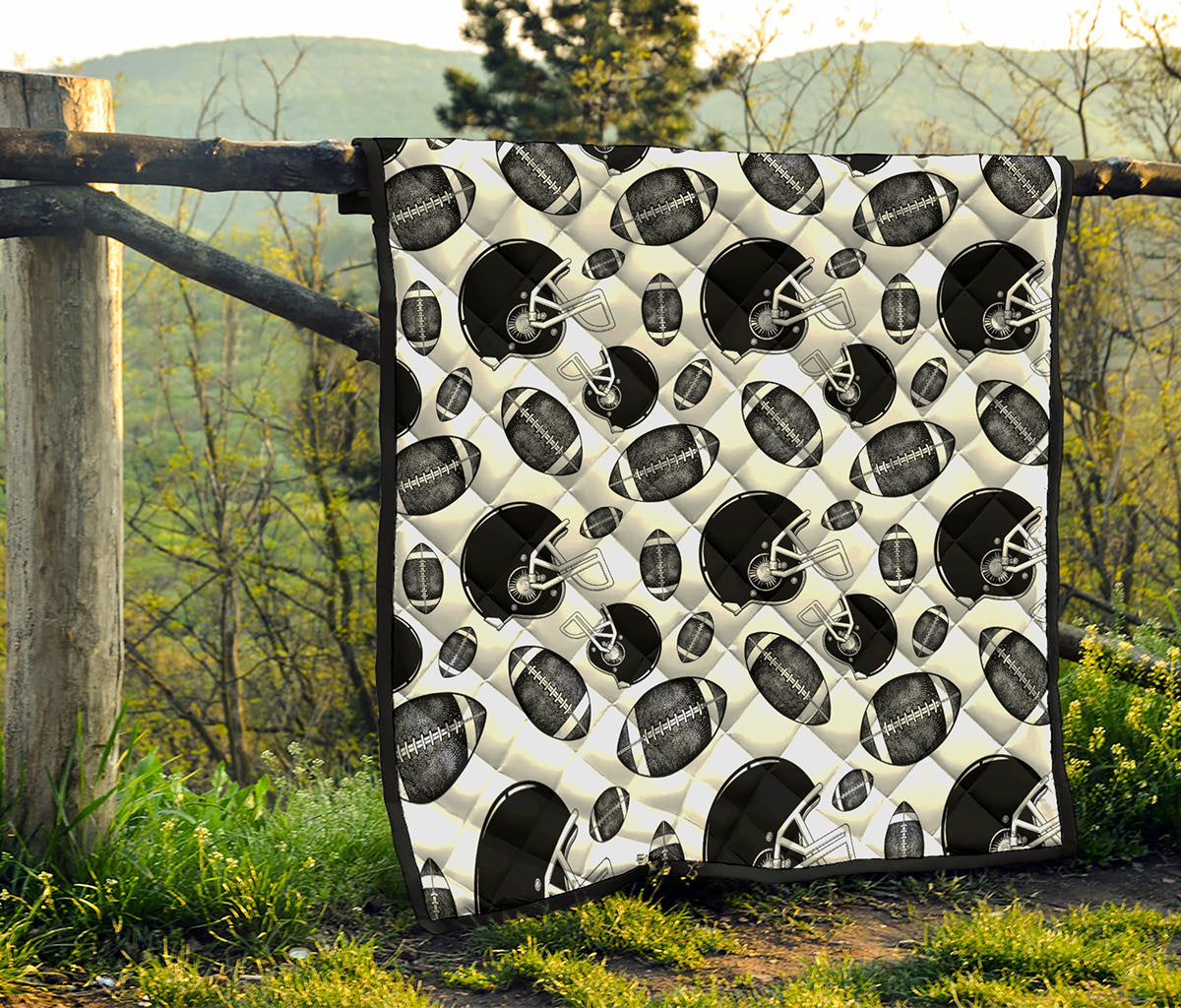 Black And White American Football Print Quilt