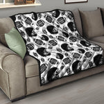 Black And White American Football Print Quilt