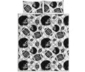 Black And White American Football Print Quilt Bed Set