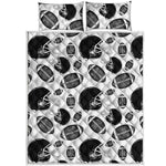 Black And White American Football Print Quilt Bed Set