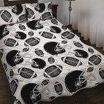 Black And White American Football Print Quilt Bed Set