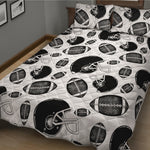 Black And White American Football Print Quilt Bed Set