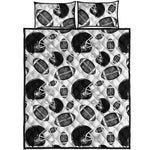 Black And White American Football Print Quilt Bed Set