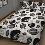 Black And White American Football Print Quilt Bed Set