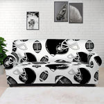 Black And White American Football Print Sofa Cover