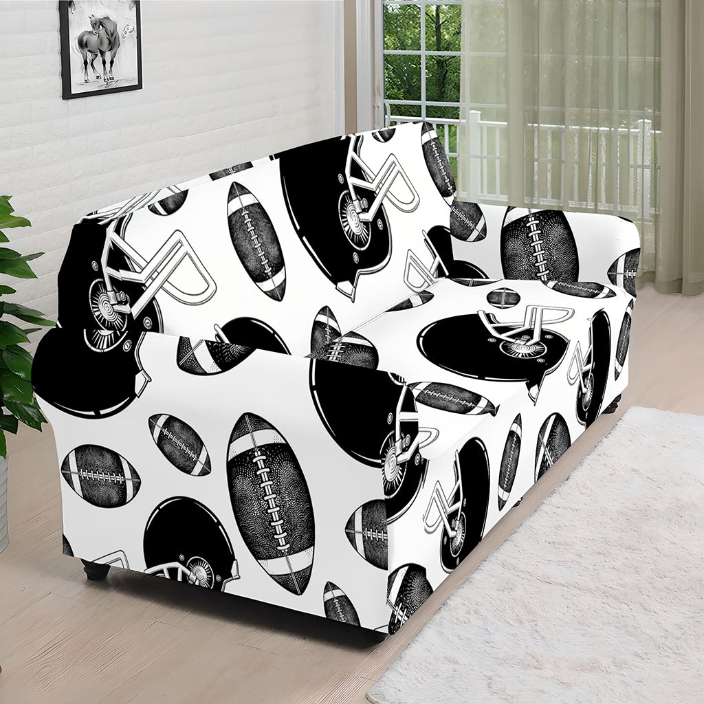 Black And White American Football Print Sofa Cover