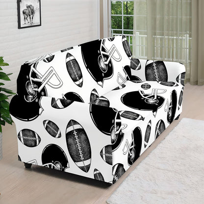 Black And White American Football Print Sofa Cover