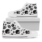 Black And White American Football Print White High Top Shoes