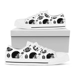 Black And White American Football Print White Low Top Shoes