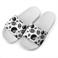 Black And White American Football Print White Slide Sandals