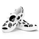 Black And White American Football Print White Slip On Shoes