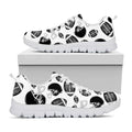 Black And White American Football Print White Running Shoes
