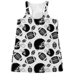Black And White American Football Print Women's Racerback Tank Top