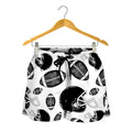 Black And White American Football Print Women's Shorts