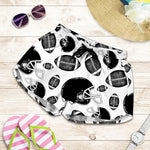 Black And White American Football Print Women's Shorts