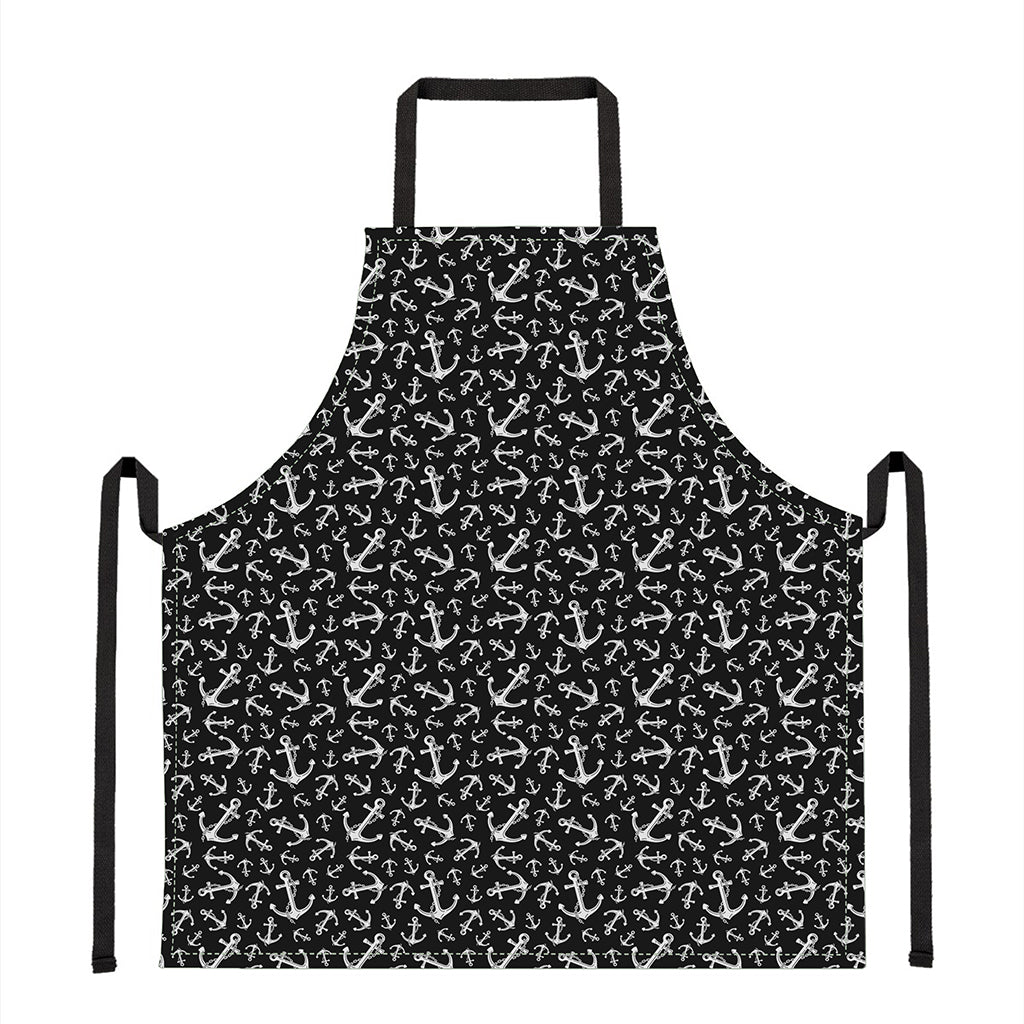 Black And White Anchor Pattern Print Apron