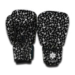 Black And White Anchor Pattern Print Boxing Gloves