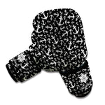 Black And White Anchor Pattern Print Boxing Gloves