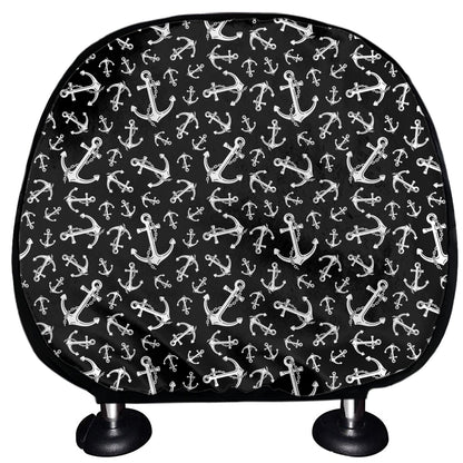 Black And White Anchor Pattern Print Car Headrest Covers