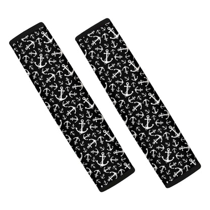 Black And White Anchor Pattern Print Car Seat Belt Covers