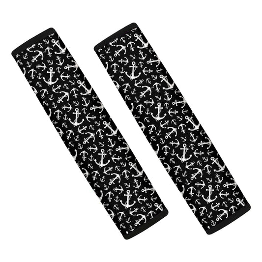 Black And White Anchor Pattern Print Car Seat Belt Covers