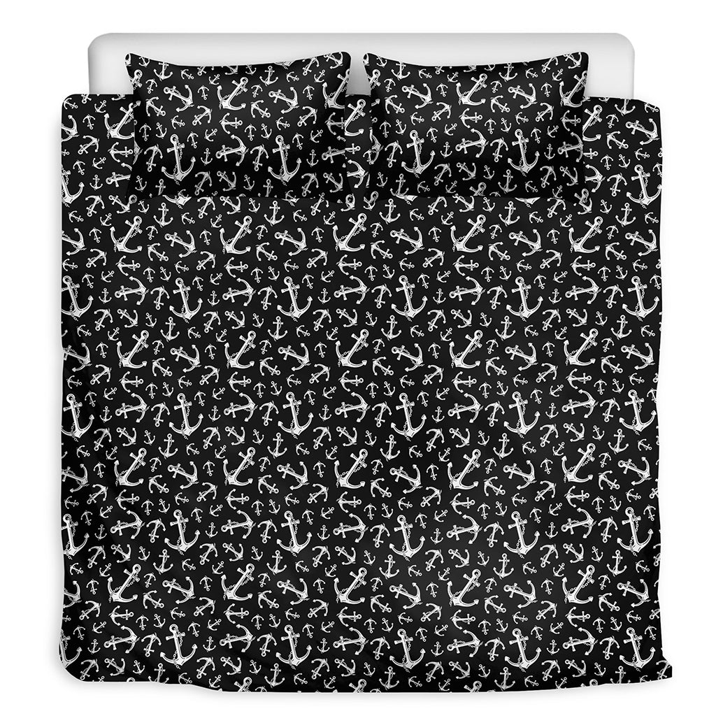 Black And White Anchor Pattern Print Duvet Cover Bedding Set
