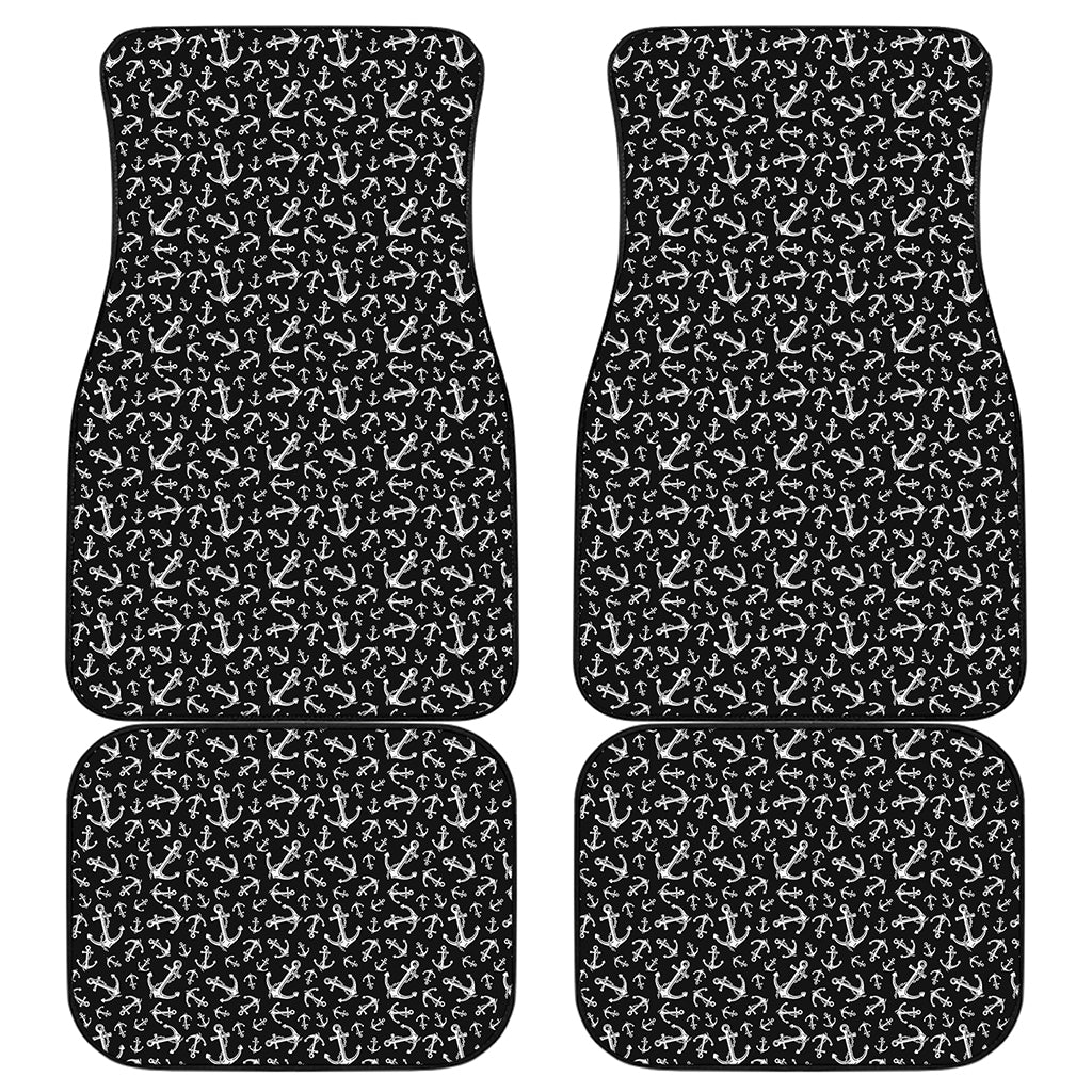 Black And White Anchor Pattern Print Front and Back Car Floor Mats