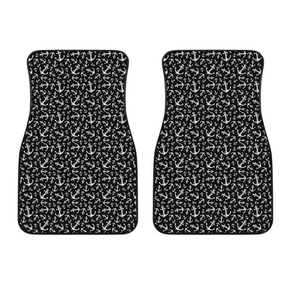 Black And White Anchor Pattern Print Front Car Floor Mats