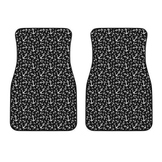 Black And White Anchor Pattern Print Front Car Floor Mats