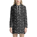 Black And White Anchor Pattern Print Pullover Hoodie Dress