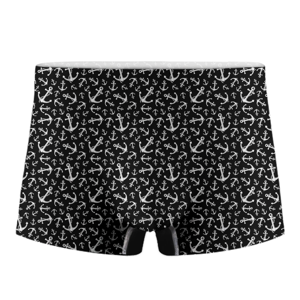 Black And White Anchor Pattern Print Men's Boxer Briefs