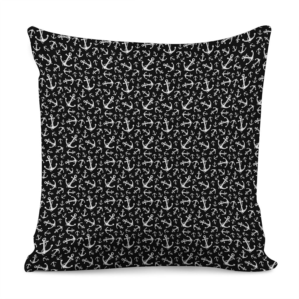 Black And White Anchor Pattern Print Pillow Cover