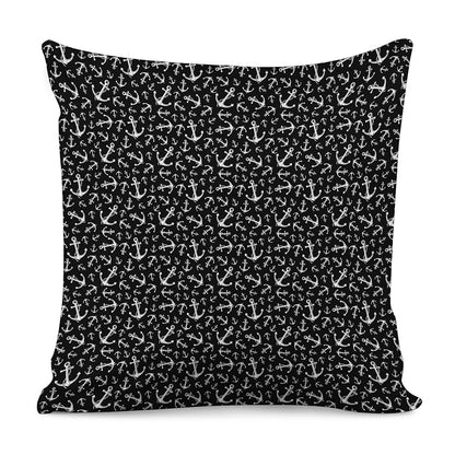 Black And White Anchor Pattern Print Pillow Cover