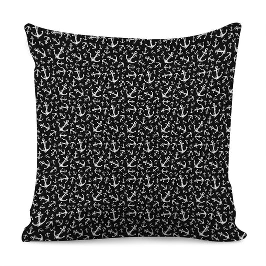 Black And White Anchor Pattern Print Pillow Cover