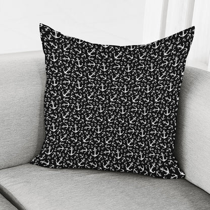 Black And White Anchor Pattern Print Pillow Cover